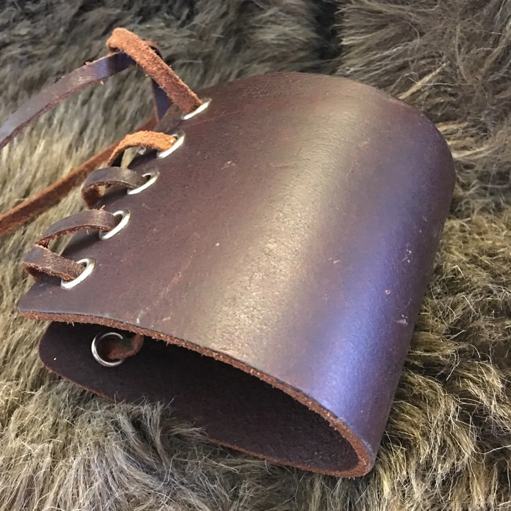 Vintage Napoli brown leather wide cuff bracelet